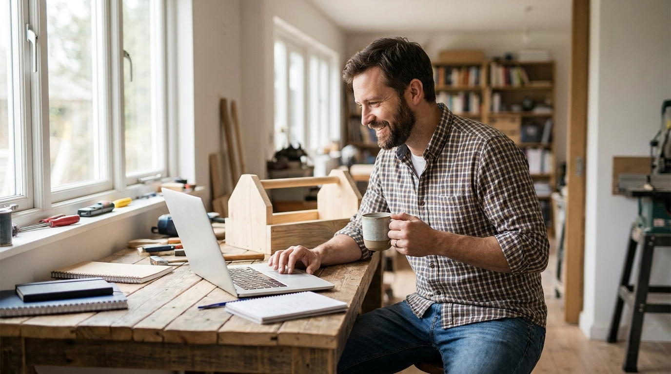Self-employed professional working from a home office
